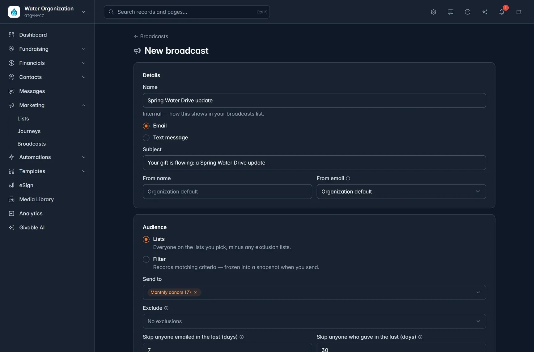 Broadcasts overview